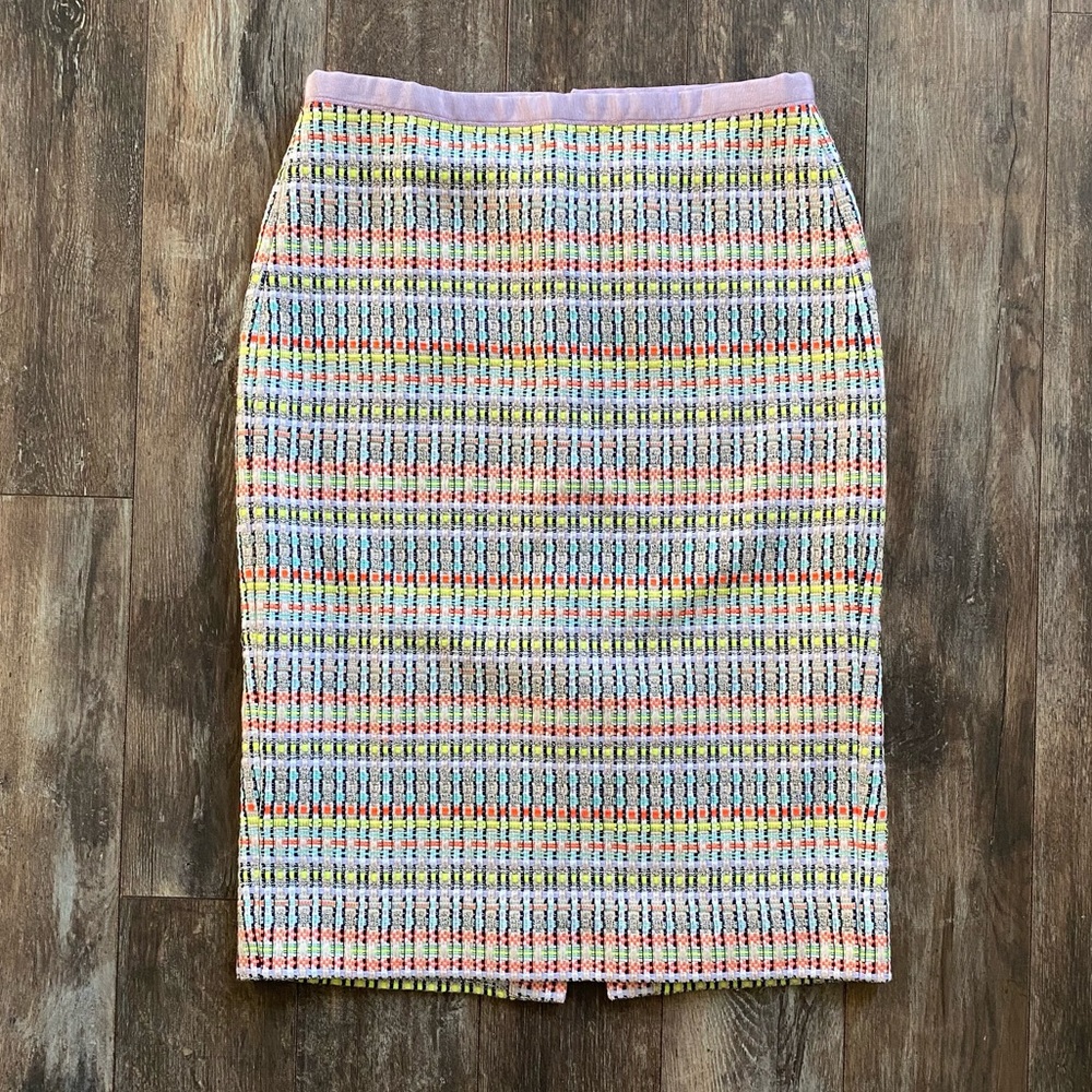J. Crew Collection Neon and Metallic Tweed Pencil Skirt
